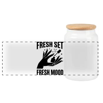 Fresh Set Fresh Mood Nail Design Nails Manicure - Panoramic Cookie Jar with Wooden Lid - white - Front