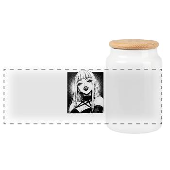 Gothic Diva Contour - Panoramic Cookie Jar with Wooden Lid - white - Front