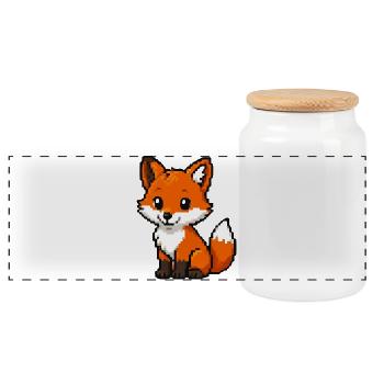 Retro Pixel Fox Cuddly Fox - Panoramic Cookie Jar with Wooden Lid - white - Front