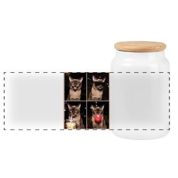 Cats Burma Cat - Panoramic Cookie Jar with Wooden Lid - white - Front