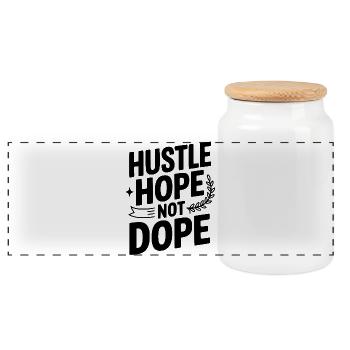 Hustle Hope - Panoramic Cookie Jar with Wooden Lid - white - Front