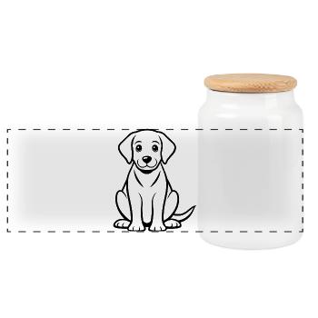 Labrador Puppy - Panoramic Cookie Jar with Wooden Lid - white - Front