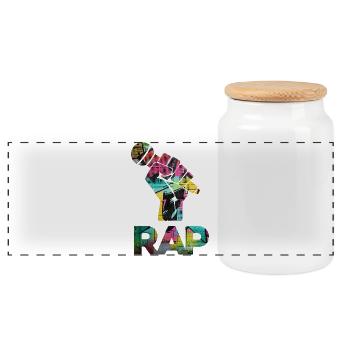 RAP Graffiti Fist Mosaic - Panoramic Cookie Jar with Wooden Lid - white - Front