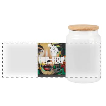 Hip Hop Graffiti Portrait with Bicycle - Panoramic Cookie Jar with Wooden Lid - white - Front
