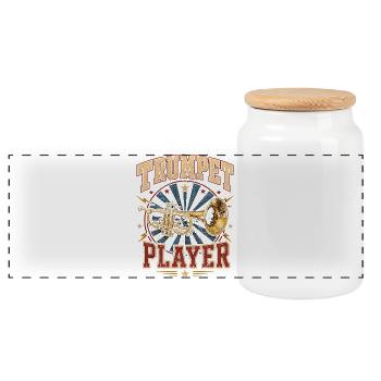 Trumpet Music Trumpet Player Musician Trumpet - Panoramic Cookie Jar with Wooden Lid - white - Front