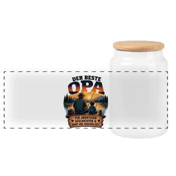 Der beste Opa Abenteuer Kuschelzeit - Panorama Keksdose mit Holzdeckel - Weiß - Vorne