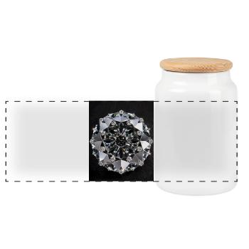 Mandala géométrique diamant - Boîte à biscuits avec couvercle en bois - blanc - Devant