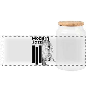 Modern Jazz Icon - Panoramic Cookie Jar with Wooden Lid - white - Front