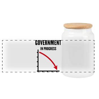 Government In Progress (Government Policy / POS2C) - Panoramic Cookie Jar with Wooden Lid - white - Front
