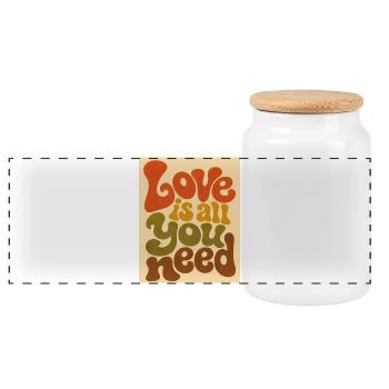 Typographie de l’amour psychédélique - Boîte à biscuits avec couvercle en bois - blanc - Devant