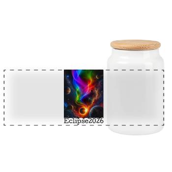 Nebula Neon Eclipse 2026 limited edition - Panoramic Cookie Jar with Wooden Lid - white - Front