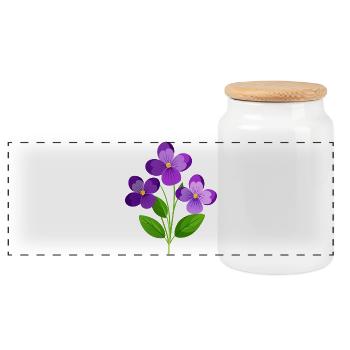 Fleurs de violettes - Boîte à biscuits avec couvercle en bois - blanc - Devant