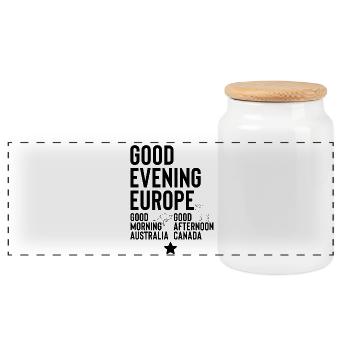 Eurovison  - Panoramic Cookie Jar with Wooden Lid - white - Front