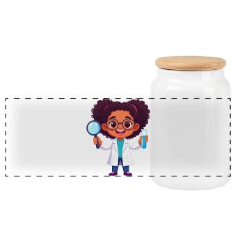 Kawaii Chemist – Science Lab Fun Art - Panoramic Cookie Jar with Wooden Lid - white - Front