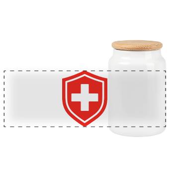 First Aid Shield Medical Emergency Healthcare Symb - Panoramic Cookie Jar with Wooden Lid - white - Front