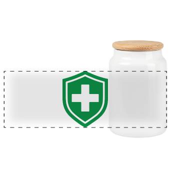 First Aid Shield Medical Emergency Healthcare Symb - Panoramic Cookie Jar with Wooden Lid - white - Front