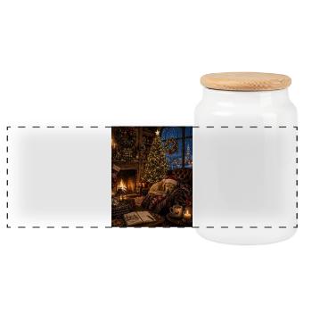 Christmas magic Family being together counts love - Panoramic Cookie Jar with Wooden Lid - white - Front