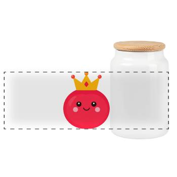 Kawaii Tomate mit Krone – Süße Königin Design - Panorama Keksdose mit Holzdeckel - Weiß - Vorne