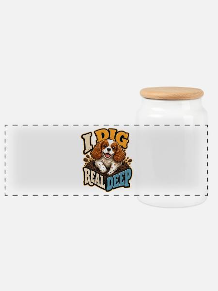 Kavallerier King Charles Spaniel - Panorama Keksdose mit Holzdeckel - Weiß