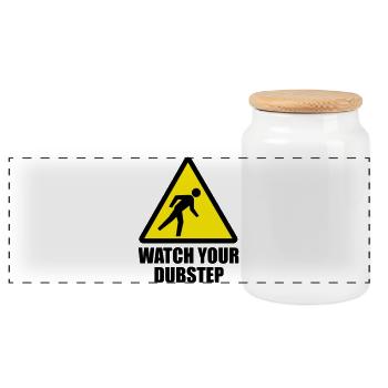 Watch your DUBstep - Parodie (Farben änderbar) - Panorama Keksdose mit Holzdeckel - Weiß - Vorne