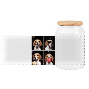 Hunde Beagle Hund - Panorama Keksdose mit Holzdeckel - Weiß - Vorne