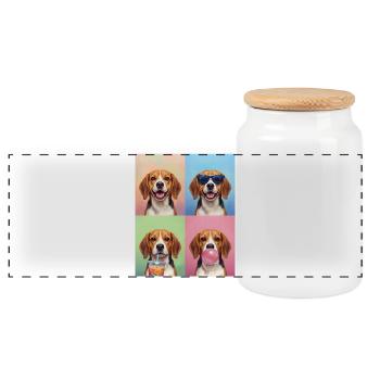Hunde Beagle Hund - Panorama Keksdose mit Holzdeckel - Weiß - Vorne