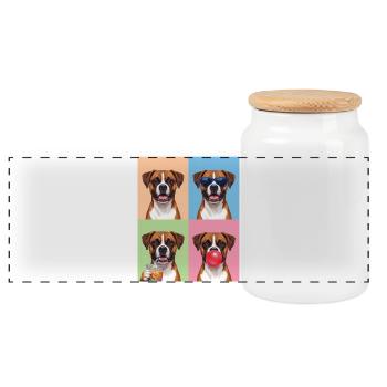 Hunde Boxer Hund - Panorama Keksdose mit Holzdeckel - Weiß - Vorne