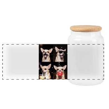 Hunde Chihuahua Hund - Panorama Keksdose mit Holzdeckel - Weiß - Vorne