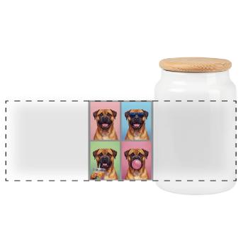 Hunde Bullmastiff Hund - Panorama Keksdose mit Holzdeckel - Weiß - Vorne