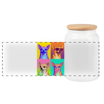 Hunde Chihuahua Hund - Panorama Keksdose mit Holzdeckel - Weiß - Vorne