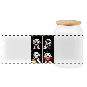 Hunde Dalmatiner Hund - Panorama Keksdose mit Holzdeckel - Weiß - Vorne