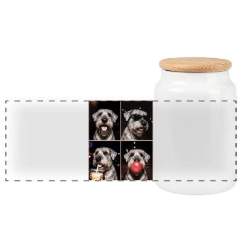 Hunde Riesenschnauzer Hund - Panorama Keksdose mit Holzdeckel - Weiß - Vorne