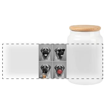 Hunde Mastiff Hund - Panorama Keksdose mit Holzdeckel - Weiß - Vorne