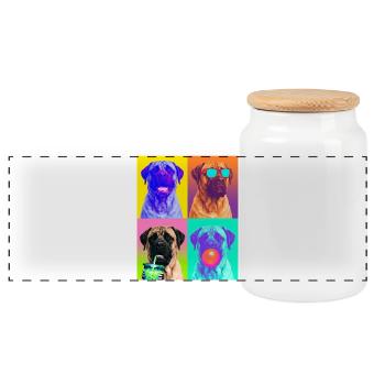Hunde Mastiff Hund - Panorama Keksdose mit Holzdeckel - Weiß - Vorne