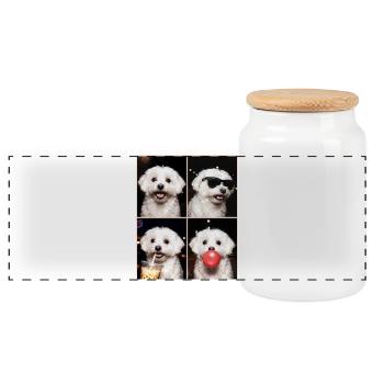 Hunde Malteser Hund - Panorama Keksdose mit Holzdeckel - Weiß - Vorne