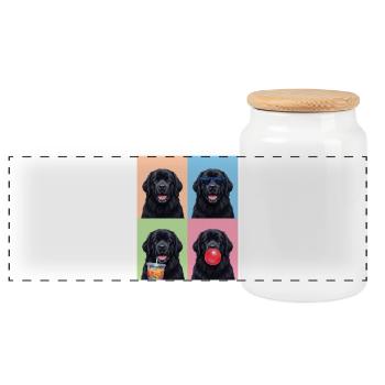 Hunde Neufundländer Hund - Panorama Keksdose mit Holzdeckel - Weiß - Vorne
