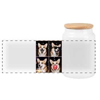 Hunde Corgi Hund - Panorama Keksdose mit Holzdeckel - Weiß - Vorne