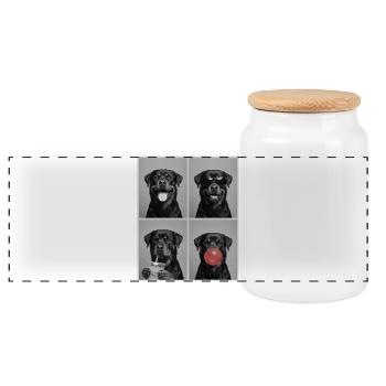 Hunde Rottweiler Hund - Panorama Keksdose mit Holzdeckel - Weiß - Vorne