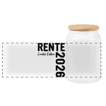 Rente 2026 Limited Edition Ruhestand - Panorama Keksdose mit Holzdeckel - Weiß - Vorne