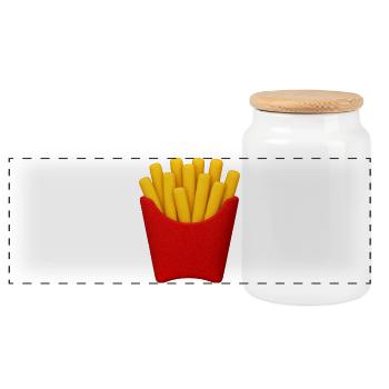 Pommes Frites Cartoon Muster - Panorama Keksdose mit Holzdeckel - Weiß - Vorne