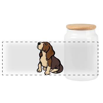 Beagle-Porträt in warmen Tönen - Panorama Keksdose mit Holzdeckel - Weiß - Vorne