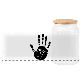 hand - Panorama Keksdose mit Holzdeckel - Weiß - Vorne