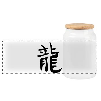Drachen - Kanji - Panorama Keksdose mit Holzdeckel - Weiß - Vorne
