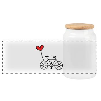 RETIREMENT. HAPPY RETIREMENT. HAPPY RETIREMENT. HEART - Panoramic Cookie Jar with Wooden Lid - white - Front