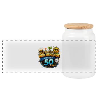 Enfin, le week-end ne reste plus que 50 ans - Boîte à biscuits avec couvercle en bois - blanc - Devant