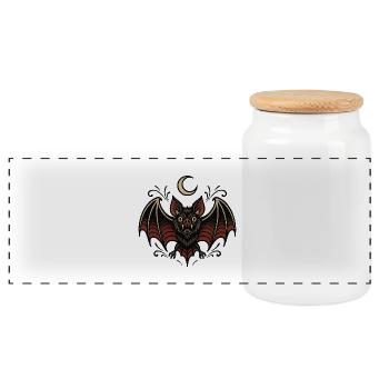 Magie de la nuit de la chauve-souris de lune - Boîte à biscuits avec couvercle en bois - blanc - Devant