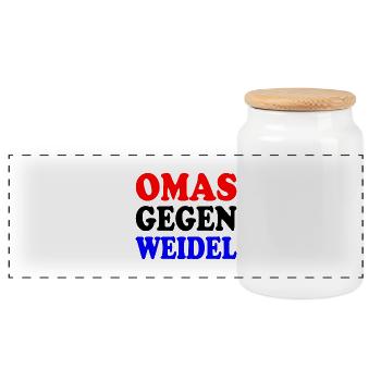 omas gegen weidel - Panorama Keksdose mit Holzdeckel - Weiß - Vorne