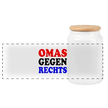 Omas gegen rechts - Panorama Keksdose mit Holzdeckel - Weiß - Vorne