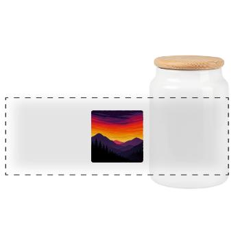 Coucher de soleil sur les montagnes sauvages - Boîte à biscuits avec couvercle en bois - blanc - Devant