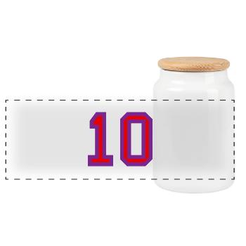 10. 10 YEARS. 10th ANNIVERSARY. 10 YEAR ANNIVERSARY. - Panoramic Cookie Jar with Wooden Lid - white - Front